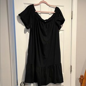 Classic Black Off-Shoulder Cotton Women’s Dress   1X